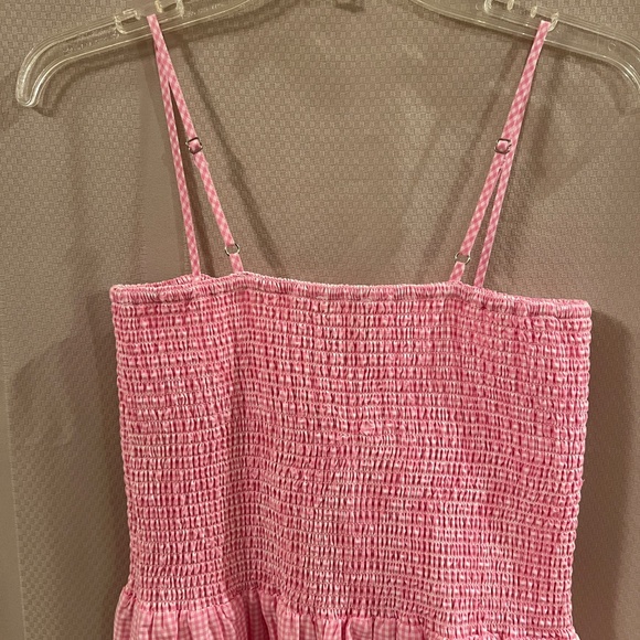 Sail to Sable Spaghetti Strap Smocked Dress Pink/White / Green Sz M NWOT - Picture 6 of 10